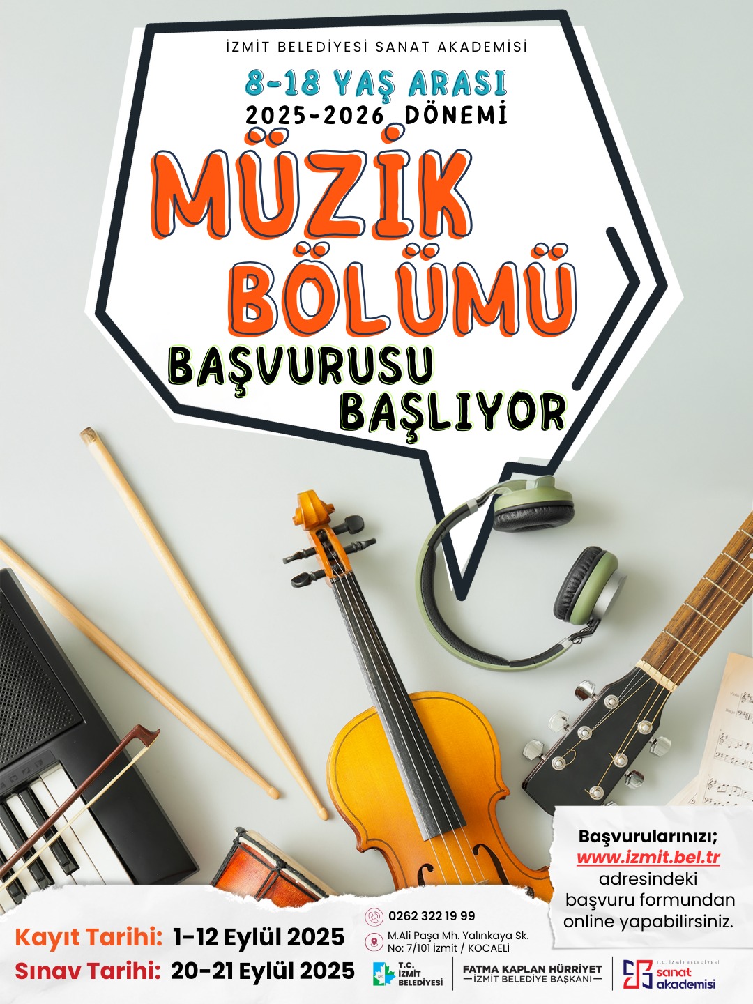 İzmit Belediyesi Sanat Akademisi’nde 2025-2026 Müzik Programı Başvuruları ve Sınav Detayları