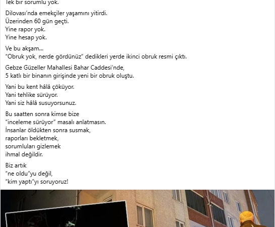 Fatma Kaplan Hürriyet: Gebze çökmeye devam ediyor