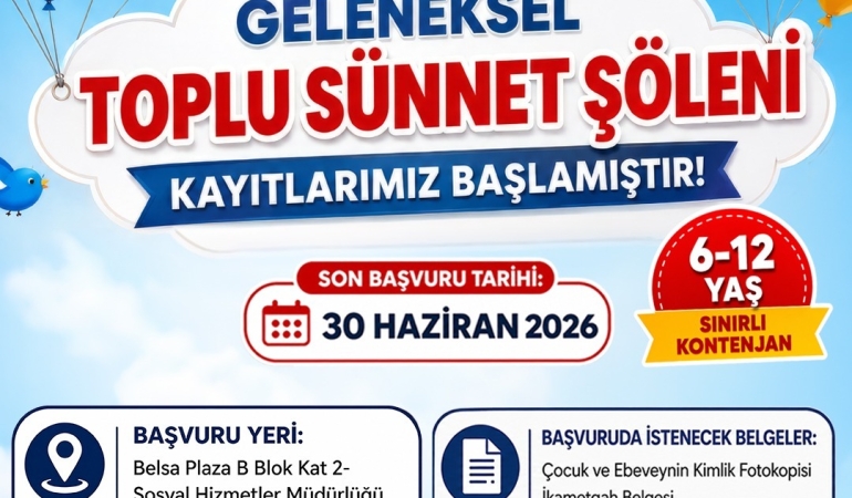 İzmit Belediyesi Toplu Sünnet Şöleni kayıtları 15 Haziran’da başlıyor